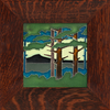 Motawi 6x6 6620 Pine Landscape - Mountain - Oak Park Frame - Sig Finish - Oak Park Home & Hardware