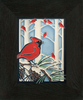 Motawi 6x8 6811 Winter Cardinals Tile - Oak Park Frame - Ebony Finish - Oak Park Home & Hardware