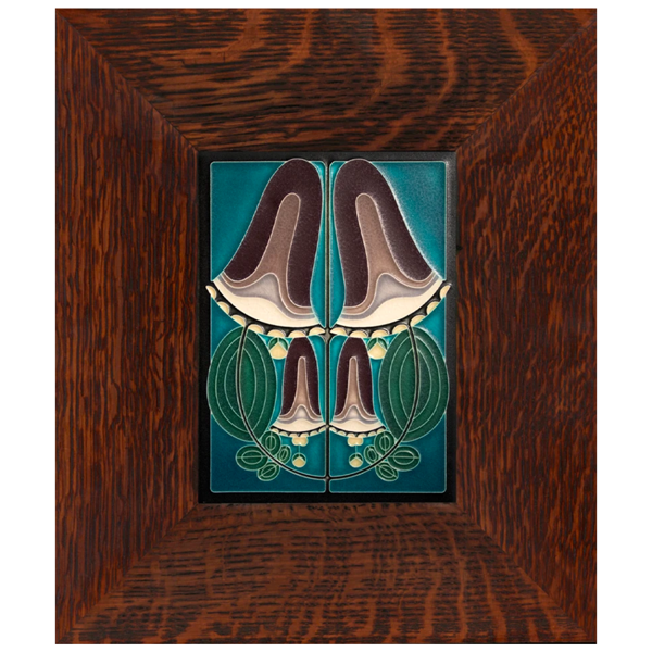 Motawi 6x8 Blooming Bell Tile Turquoise - Legacy Frame - Oak Park Home & Hardware