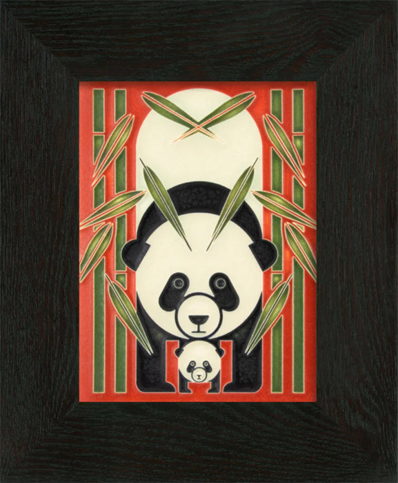 Motawi 6x8 Panda Panda - Red - Oak Park Frame - Ebony Finish
