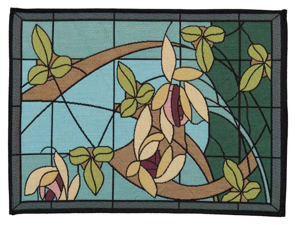 840AS Flowers and Vines Set of 4 Placemats - Aqua Spray - Oak Park Home & Hardware