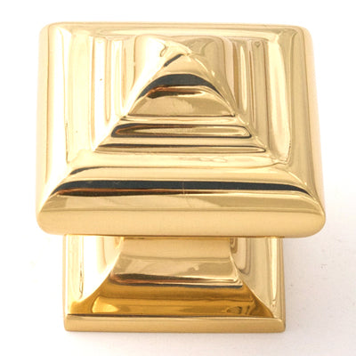 Geometric Series 1.25'' Square Knob - Polished Brass - Oak Park Home & Hardware