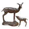 AS9223681 Standing Mother Doe and Baby Fawn Deer Cast Bronze Garden Statue Set - Oak Park Home & Hardware