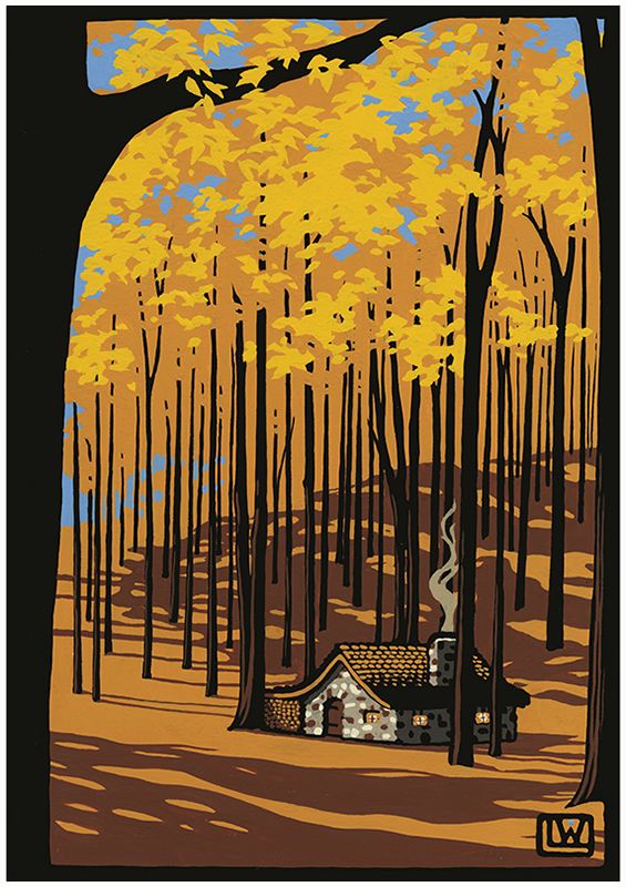 Autumn Cottage Matted Print - Oak Park Home & Hardware