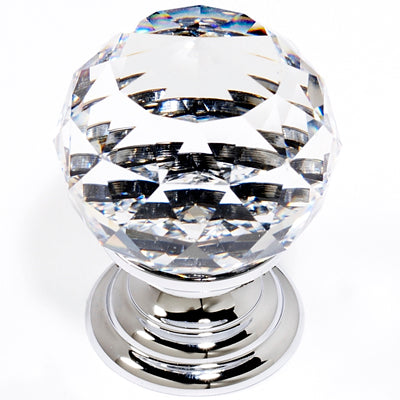 Crystal Series-Clear Crystal/Polished Chrome 30mm Spherical Knob - Oak Park Home & Hardware