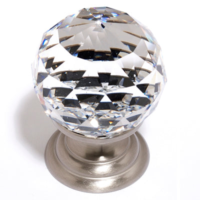 Crystal Series-Clear Crystal/Satin Nickel 30mm Spherical Knob - Oak Park Home & Hardware