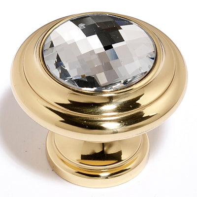 Crystal Series-Clear Crystal/Gold 1.25 Round Knob - Oak Park Home & Hardware