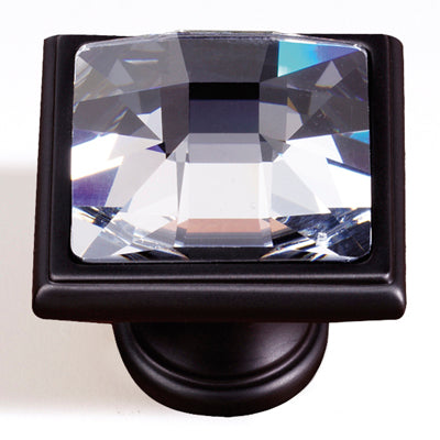 Crystal Series-Clear Crystal/Bronze 1.25 Square Knob - Oak Park Home & Hardware