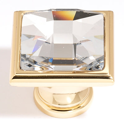Crystal Series-Clear Crystal/Gold 1.25 Square Knob - Oak Park Home & Hardware