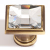 Crystal Series-Clear Crystal/Polished Antique 1.25 Square Knob - Oak Park Home & Hardware