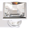 Crystal Series-Clear Crystal/Polished Chrome 1.25 Square Knob - Oak Park Home & Hardware