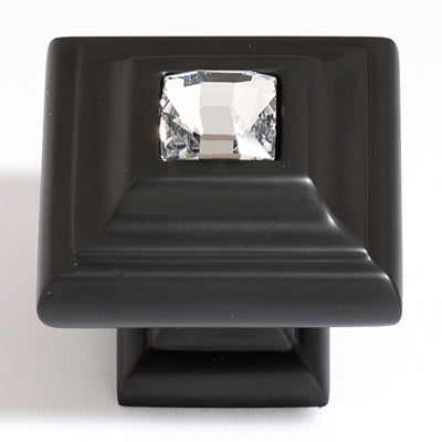 Crystal Series-Clear Crystal/Bronze 1.25 Square Knob - Oak Park Home & Hardware