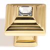 Crystal Series-Clear Crystal/Polished Brass 1.25 Square Knob - Oak Park Home & Hardware