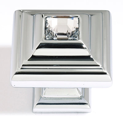 Crystal Series-Clear Crystal/Polished Nickel 1.25 Square Knob - Oak Park Home & Hardware