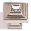 Crystal Series-Clear Crystal/Satin Nickel 1.25 Square Knob - Oak Park Home & Hardware