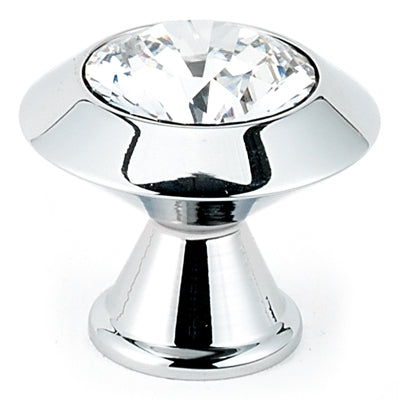 Contemporary Crystal Series-Clear Crystal/Polished Chrome 1.25'' Knob - Oak Park Home & Hardware