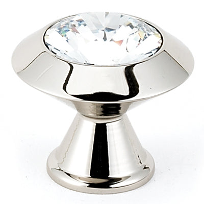 Contemporary Crystal Series-Clear Crystal/Polished Nickel 1.25'' Knob - Oak Park Home & Hardware