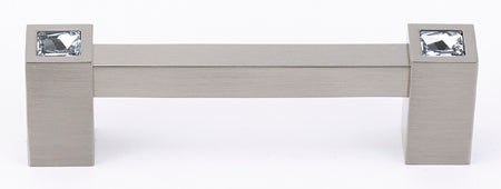 Contemporary Crystal Series-Clear Crystal/Satin Nickel 3.5'' Pull - Oak Park Home & Hardware