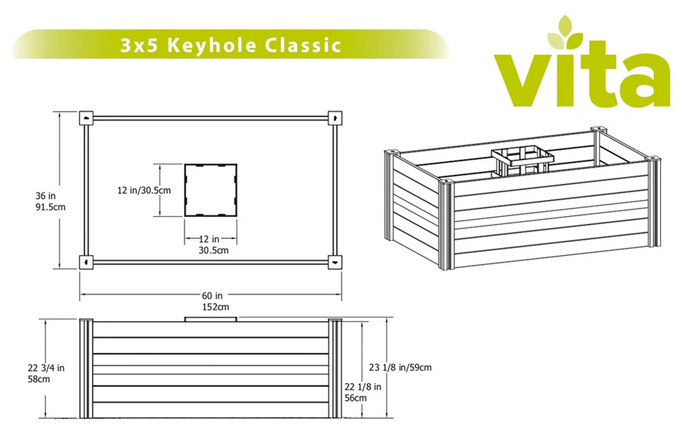 VT17102 CLASSIC 3×5 Keyhole Composting Garden - Oak Park Home & Hardware