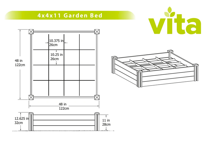 VT17103 CLASSIC 4x4x11 Garden Bed with GroGrid - Oak Park Home & Hardware