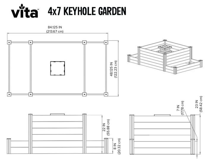 VT17121 CLASSIC 4x7 Keyhole Composting Herb Garden - Oak Park Home & Hardware