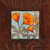 California Poppies Art Tile - Oak Park Frame - Signature Finish