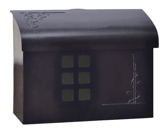 E7BP Arts & Crafts Style Mailbox - Black Pewter - Oak Park Home & Hardware