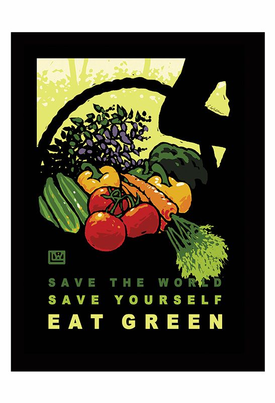 Eat Green Matted Poster - Oak Park Home & Hardware