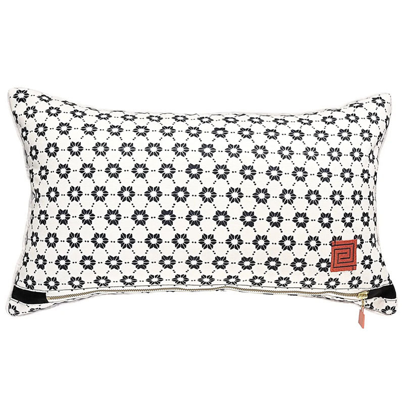 Frank Lloyd Wright FO-1100 DS Imperial Mixed Scale Flower Pillow - Black-White