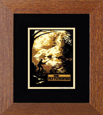 The Fly Fisherman Open Edition Framed Giclee Mini Print - Oak Park Home & Hardware