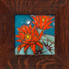 Hedgehog Cactus Desert Bloom with Blue Background Art Tile - Oak Park Frame - Signature Finish