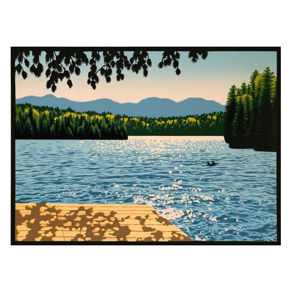 Lake View II Matted Limited Edition Block Print