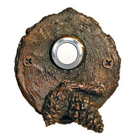 F-DRBELL-LOGCC Log End With Closed Lodgepole Pine Cones Bronze Doorbell - Oak Park Home & Hardware