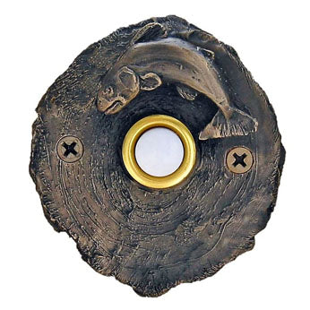 W-DRBELL-LOGFS Log End With Leaping Fish Bronze Doorbell - Oak Park Home & Hardware