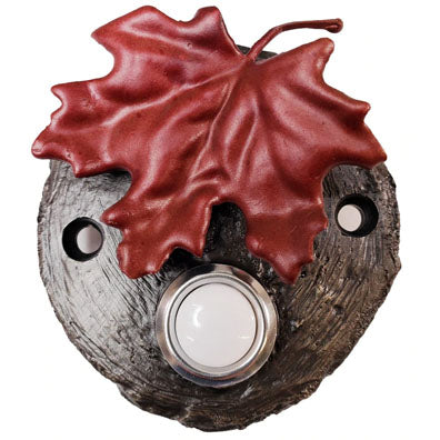 Log End Maple Leaf Bronze Doorbell with Red Leaf - Oak Park Home & Hardware