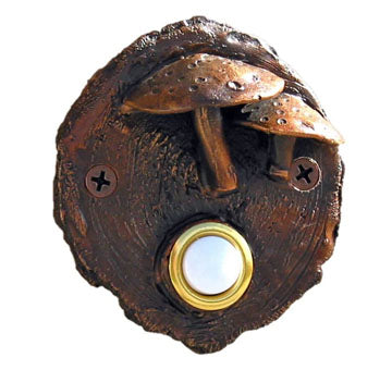 F-DRBELL-LOGTS Log End With Toadstools Bronze Doorbell - Oak Park Home & Hardware