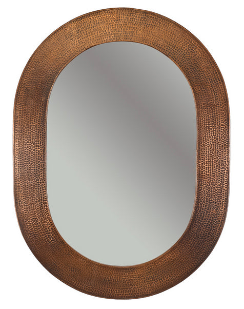 MFO3526 35 Inch Hand Hammered Oval Copper Mirror - Oak Park Home & Hardware