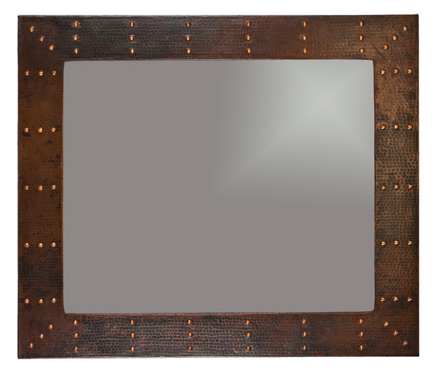 MFREC3631-RI 36 Inch Hand Hammered Rectangle Copper Mirror with Hand Forged Rivets - Oak Park Home & Hardware