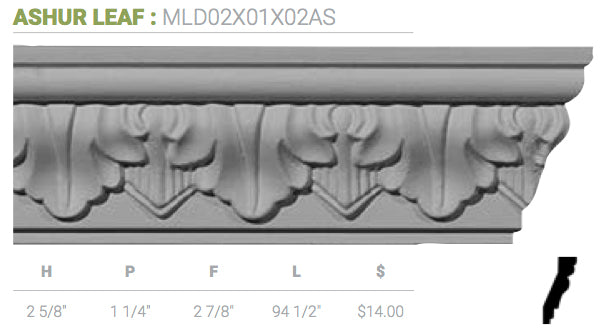 MLD02X01X02AS Ashur Leaf Crown Moulding - Oak Park Home & Hardware
