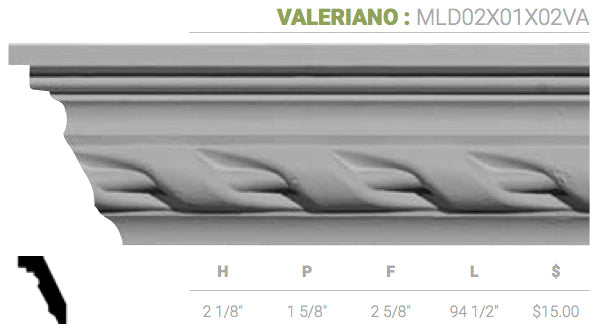 MLD02X01X02VA Valeriano Crown Moulding - Oak Park Home & Hardware