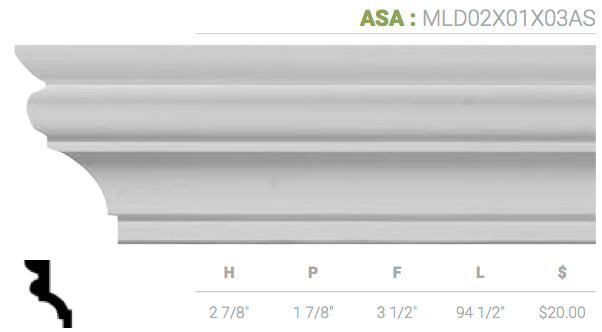 MLD02X01X03AS Asa Crown Moulding - Oak Park Home & Hardware
