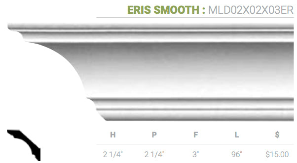 MLD02X02X03ER Eris Smooth Crown Moulding - Oak Park Home & Hardware