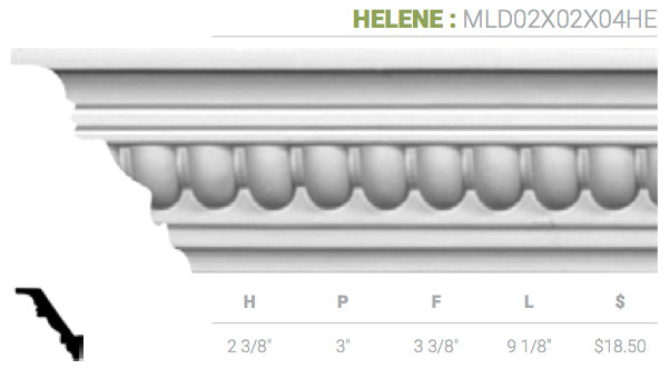 MLD02X02X04HE Helene Crown Moulding - Oak Park Home & Hardware