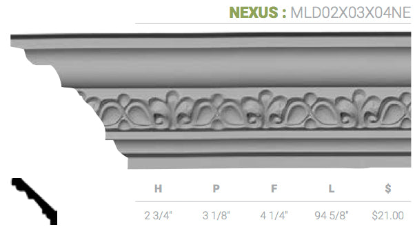 MLD02X03X04NE Nexus Crown Moulding - Oak Park Home & Hardware