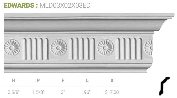MLD03X02X03ED Edwards Crown Moulding - Oak Park Home & Hardware