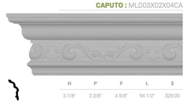 MLD03X02X04CA Caputo Crown Moulding - Oak Park Home & Hardware