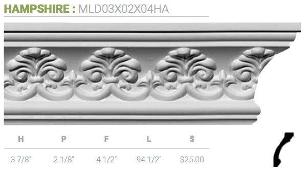 MLD03X02X04HA Hampshire Crown Moulding - Oak Park Home & Hardware