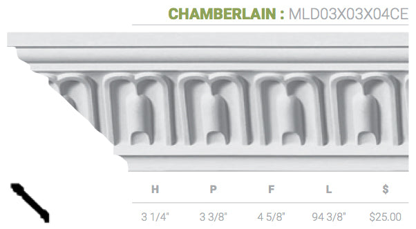 MLD03X03X04CE Chamberlain Crown Moulding - Oak Park Home & Hardware