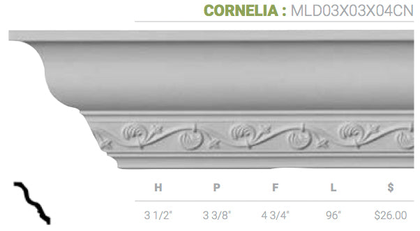 MLD03X03X04CN Cornelia Crown Moulding - Oak Park Home & Hardware