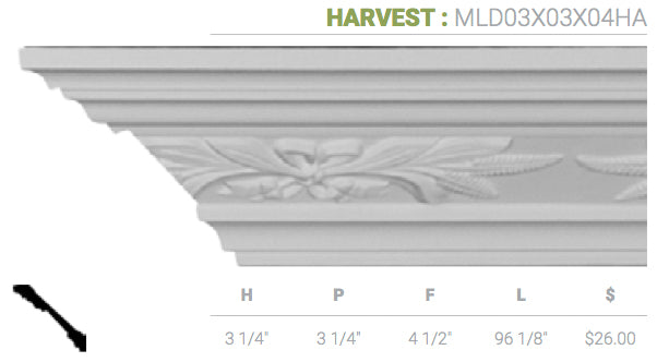 MLD03X03X04HA Harvest Crown Moulding - Oak Park Home & Hardware
